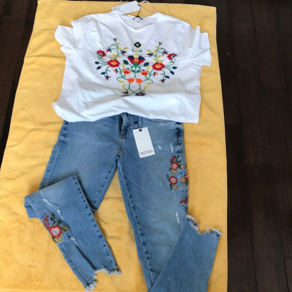 ZARA 🌺🌼🌸Matching set 🌹Zara top and stretched skinny  jeans
